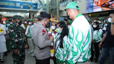 Kapolda Sumut Sambut Kedatangan Atlet Pekan Paralimpik Nasional XVI Tahun 2021