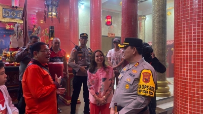 Kapolres Pelabuhan Belawan Pastikan Situasi Kondusif Pengamanan Vihara Perayaan Imlek Tahun 2567