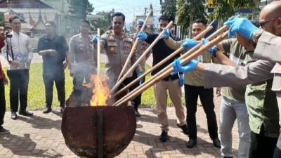 Polres Pasaman Musnahkan 9 Paket Besar Narkoba Jenis Ganja 8.618,36 Gram