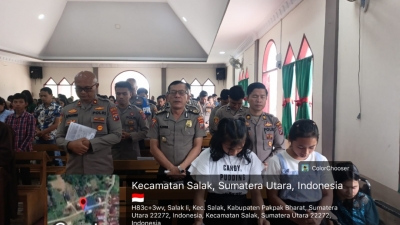 Di Gereja GKPI Salak Kota Polres Pakpak Bharat Hadir Beribadah Bersama Masyarakat